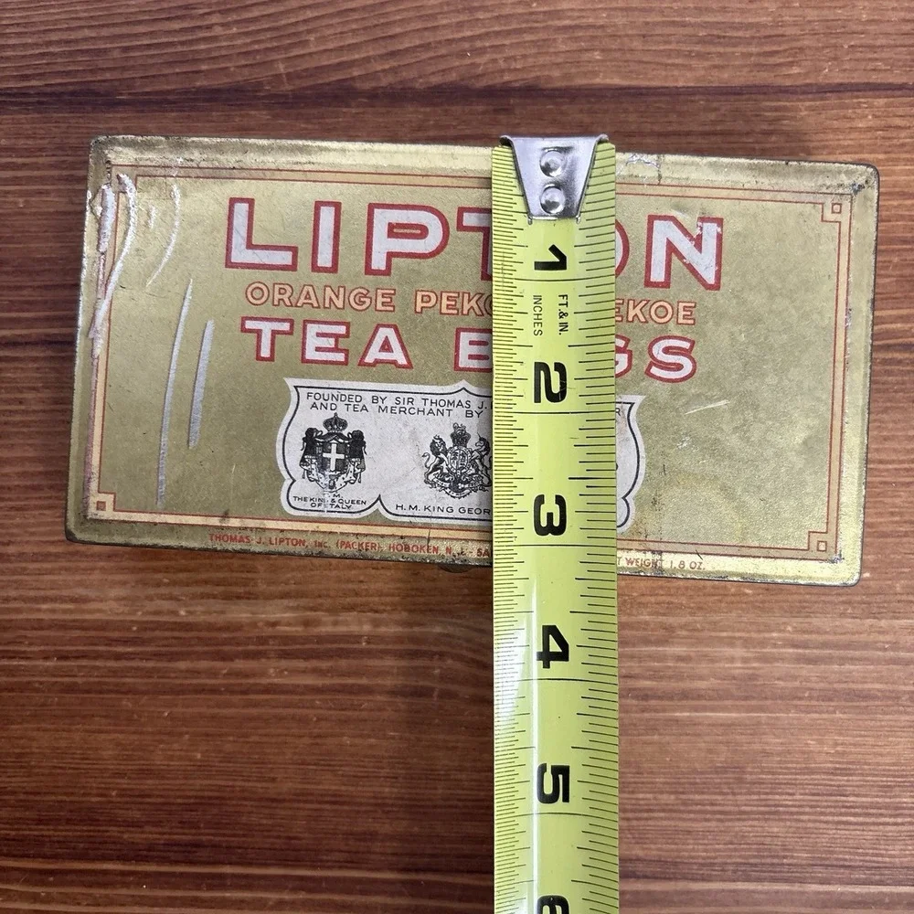 Vintage Lipton Orange Pekoe & Pekoe Tea Bags 15 Count Tin Empty Advertising Box